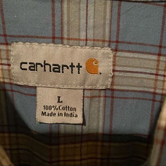 Carhartt Plaid Shortsleeved Men’s Shirt Size Large - Picture 5 of 9